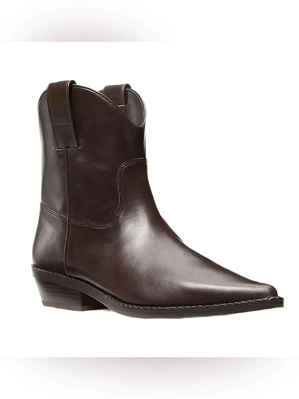 Michael Kors Noemie Leather Western point toe Boots Chocolate 8 NIB